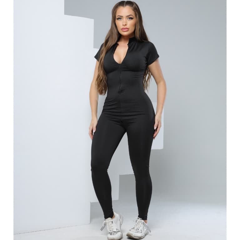 Macacão Gringo Longo Baby Look de Calça Com Ziper Fitness Balada Treino