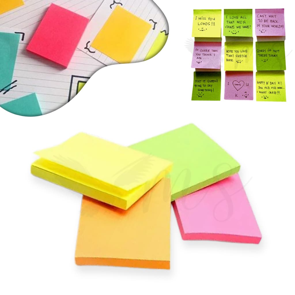 Bloco De Anotações Post-it Adesivo 4 Cores Neon 400 Folhas