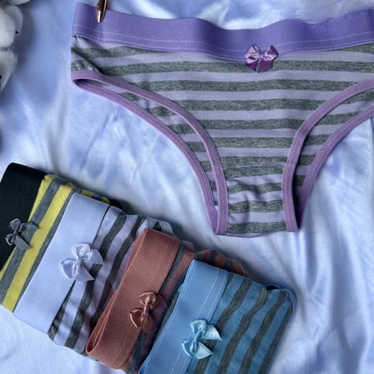 Kit 10 - Tanga Conforto Algodão Cotton Listrada Feminina