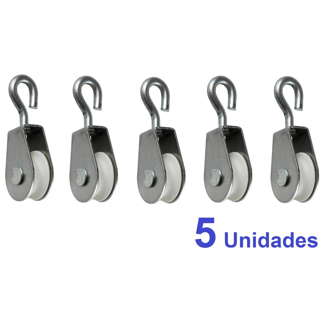 Roldana 2cm Para Varal Metal Com Plastico Com Gancho 5 pçs