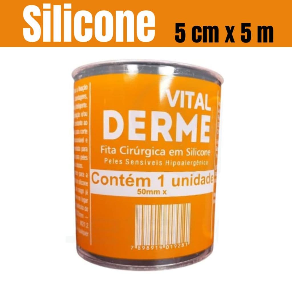Fita Cirúrgica De Silicone Vital Derme Rolo 5cm x 5m Para Cicatriz E Queloide Adesiva
