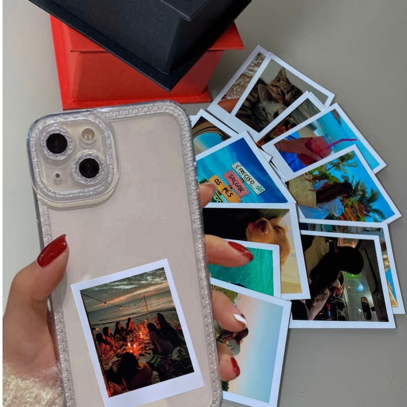 Mini Foto Kit 48 fotos - personalizadas com suas fotos - Cabe na capinha de Celular - Sem legendas