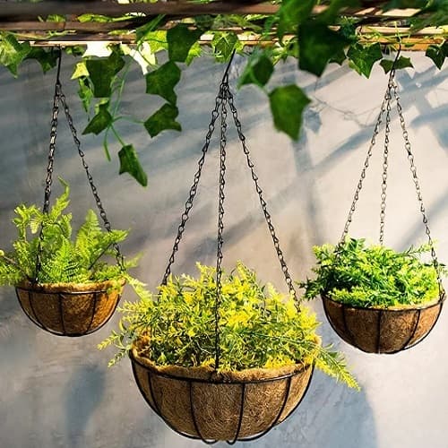 Vaso Pendurar Fibra Coco 35cm Com Pendente De Ferro Decoração Vaso Para Colocar Plantinhas