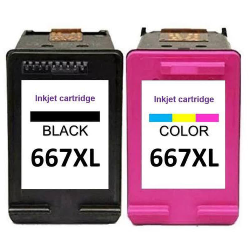 Kit com 2 cartuchos 667XL Compatível 1 Preto e 1 Colorido