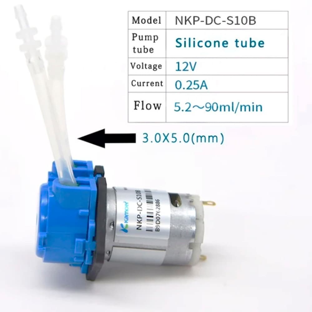 Mini Bomba Dosadora Peristáltica para laboratório Alim. 3 - 12 Vdc 5.2 A 90 Ml/Min. Nkp-Dc-S10B