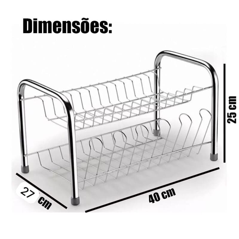 Escorredor De Pratos E Louça 2 Andares 11 Pratos 6 Copos