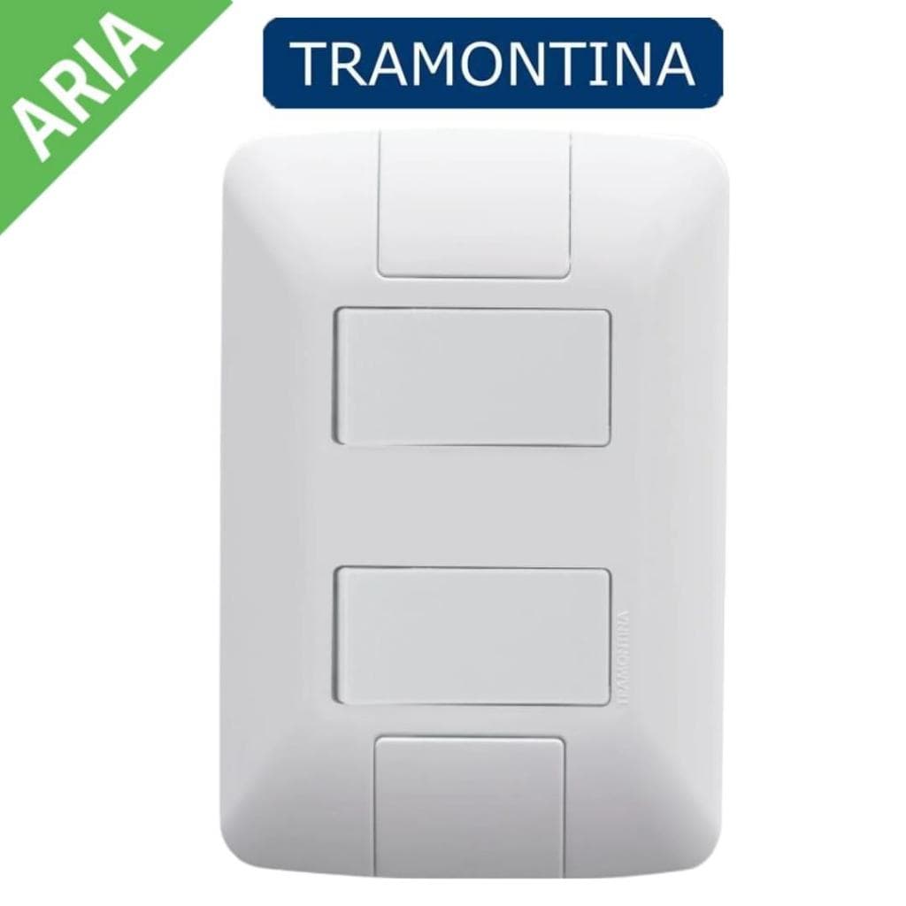 CONJUNTO DE INTERRUPTOR 2 Teclas Simples 4x2 TRAMONTINA 6A/250V LINHA ARIA BRANCA