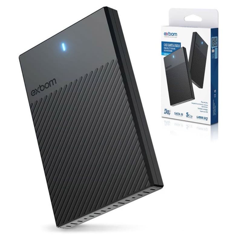 Case 3.0 para HD de Notebook ou SSD SATA de 2.5 Polegadas USB 3.0 Externo com LED para PC Notebook PS3 PS4 Switch