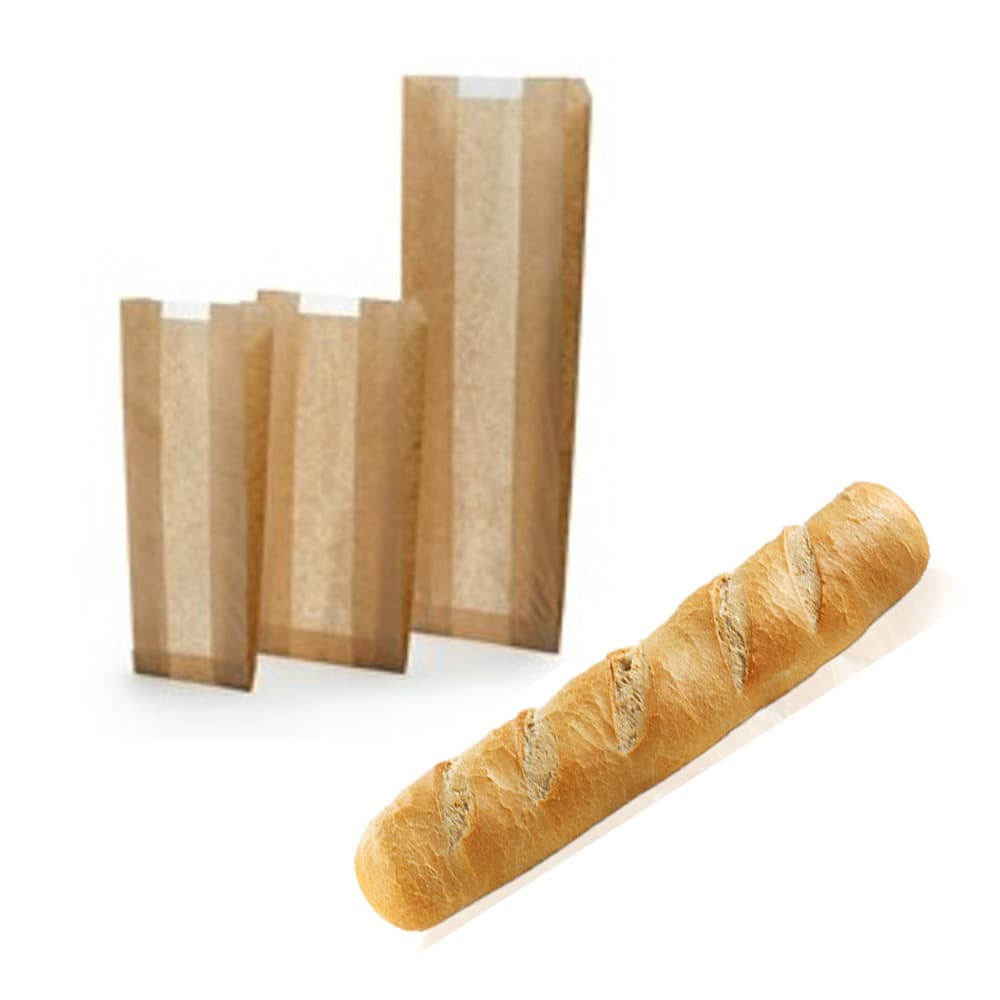 300 Sacos Kraft Com Visor LISO 9x56 Baguete