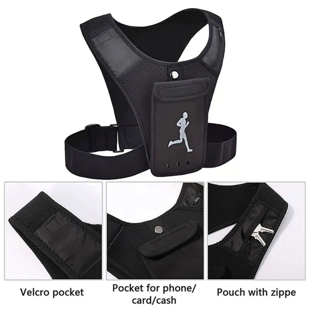 Colete Ajustável Suporte De Celular Correr Refletivo Trilha Esportivo