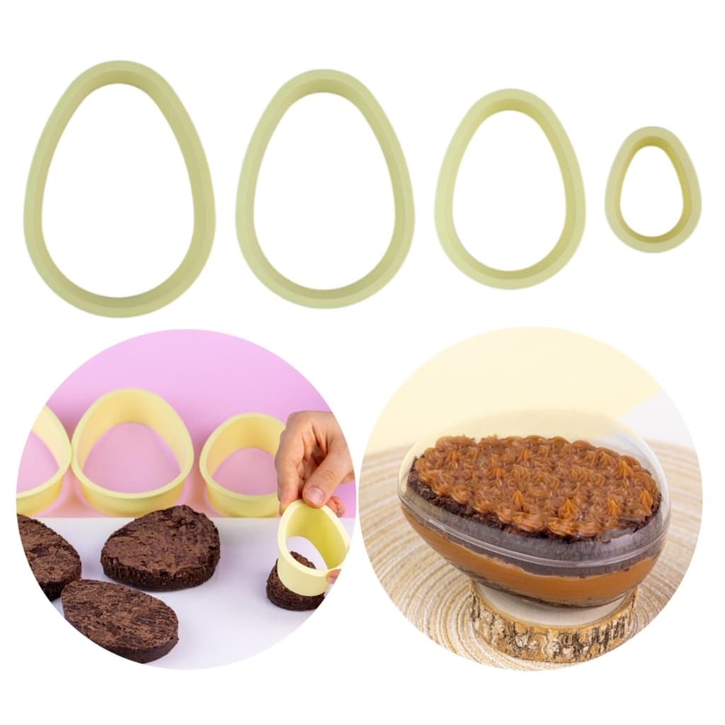 Kit Cortador De Brownie Formato Ovo 4 Tamanhos Pascoa Bluestar