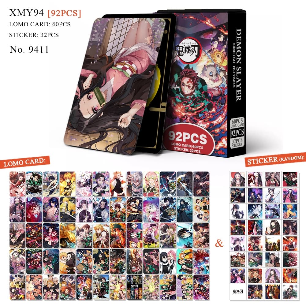 Anime 60pcs/box com 32pcs adesivo Demon Slayer Photocard Pronto Para Ser Cartão LOMO Postal De Coleção