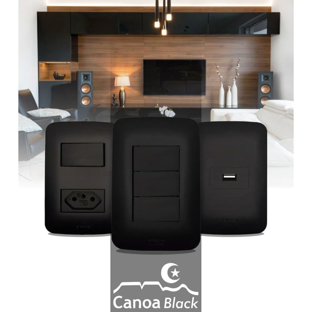 Tomadas e Interruptores Canoa Black
