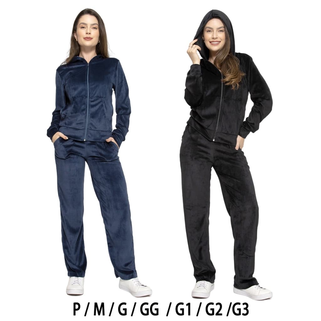 HBD Conjunto Feminino Capuz e Zíper Em Tecido Veludo TR-CON-001