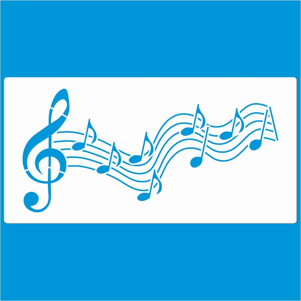 Stencil 12 X 24 NOTAS MUSICAIS Molde Vazado Pintura Tecido Mdf Madeira Parede Camiseta Pano Prato