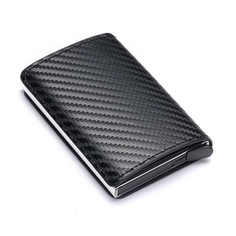 PortaCartões De Crédito RFID Bloqueio Couro Automático Pop Up Carteira De Alumínio Slim Pocket Bifold Business Card Case