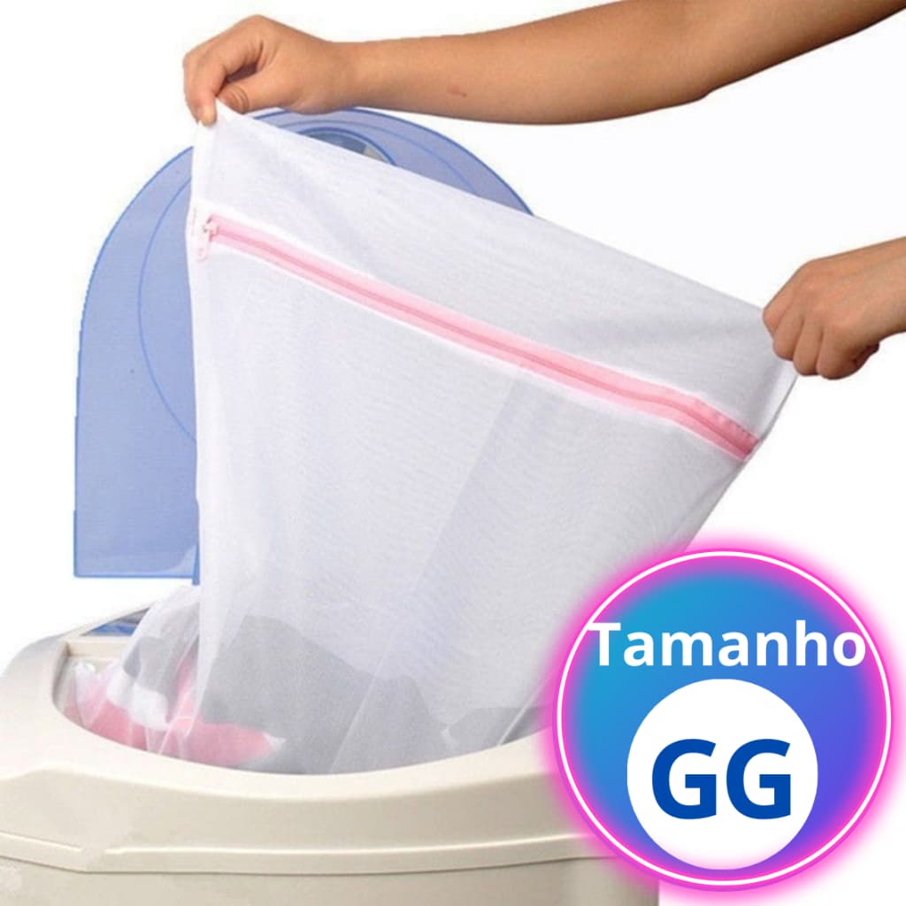 Saco Lava Fácil para Máquina de Lavar Roupas Delicadas Tamanho Gigante Telado 60x50cm