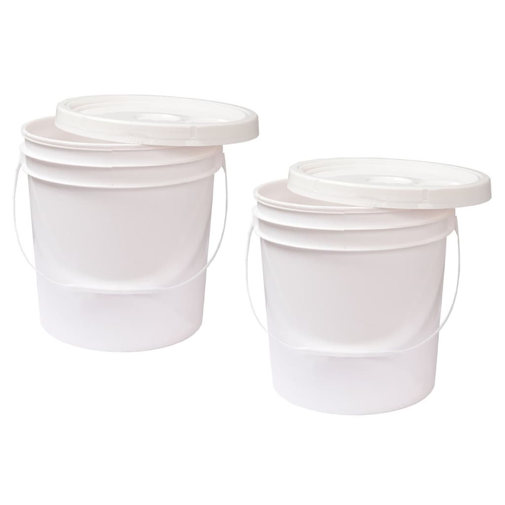Kit 02 Baldes Plástico 5L Atóxico com Tampa Hermética e Alça para Armazenamento Alimentos Bebidas