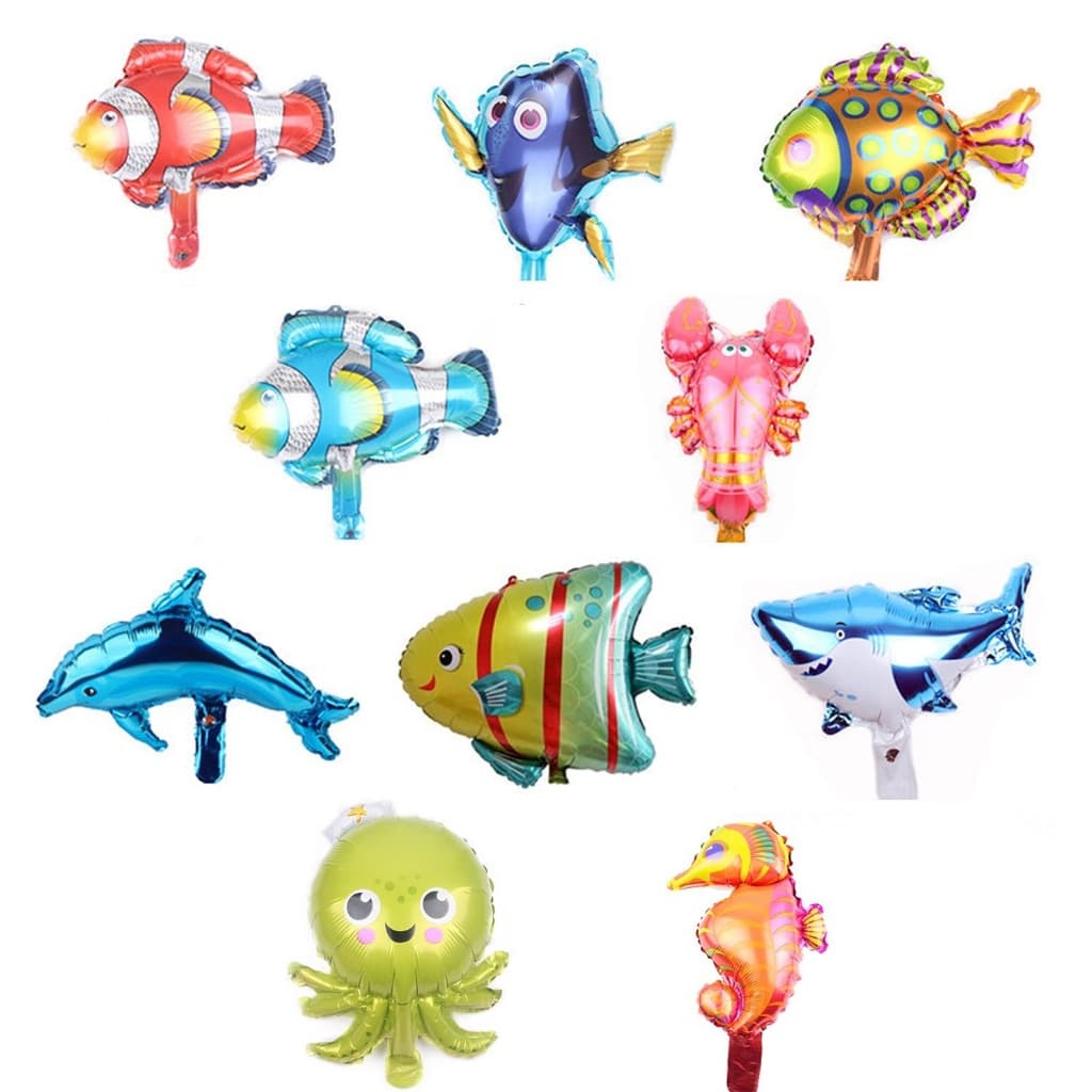 10 Balão Fundo do Mar Peixe Tubarão Polvo Oceano Festa Decoração Aniversário C90411