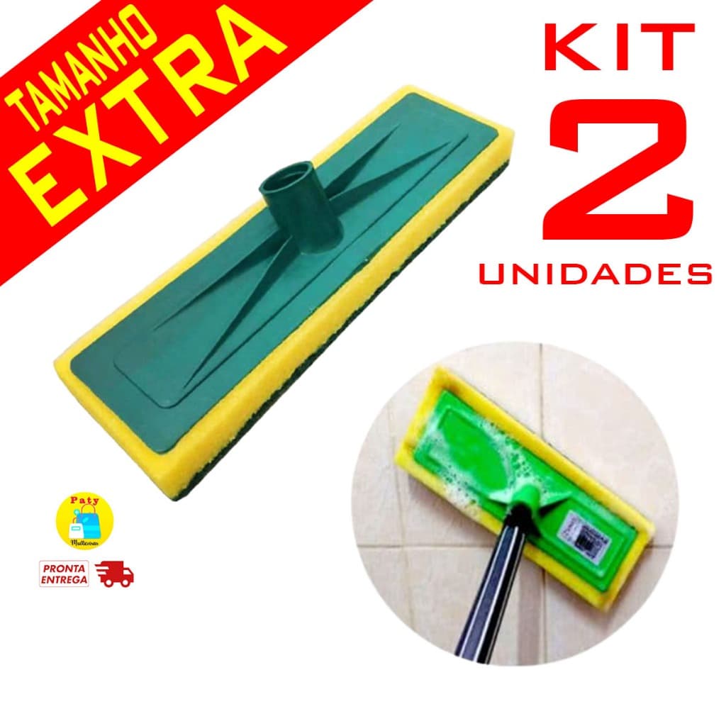 Kit 2 Lava piso azulejo chão vidro passa cera esfregão limpeza pesada s/ cabo