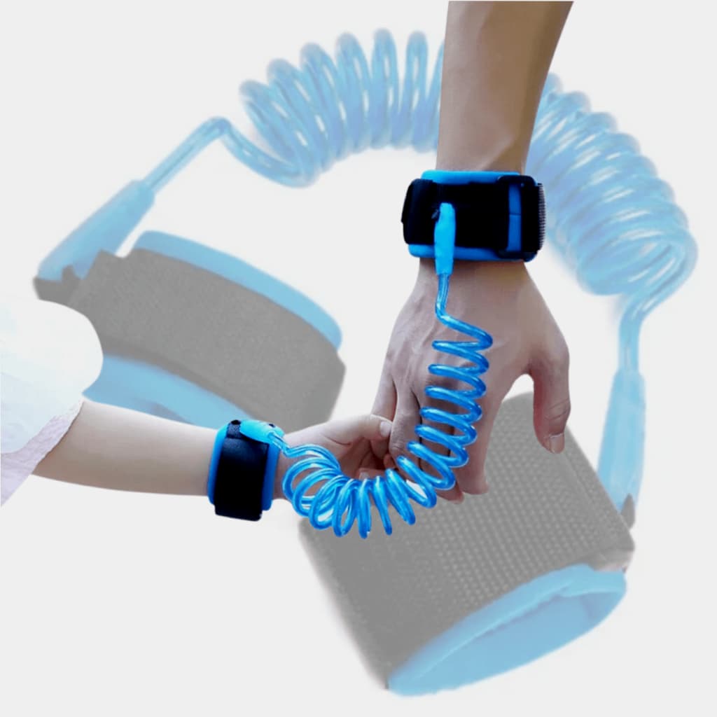 Pulseira De Segurança Para Guia Infantil Coleira e Cordões Com Trava Cor Azul