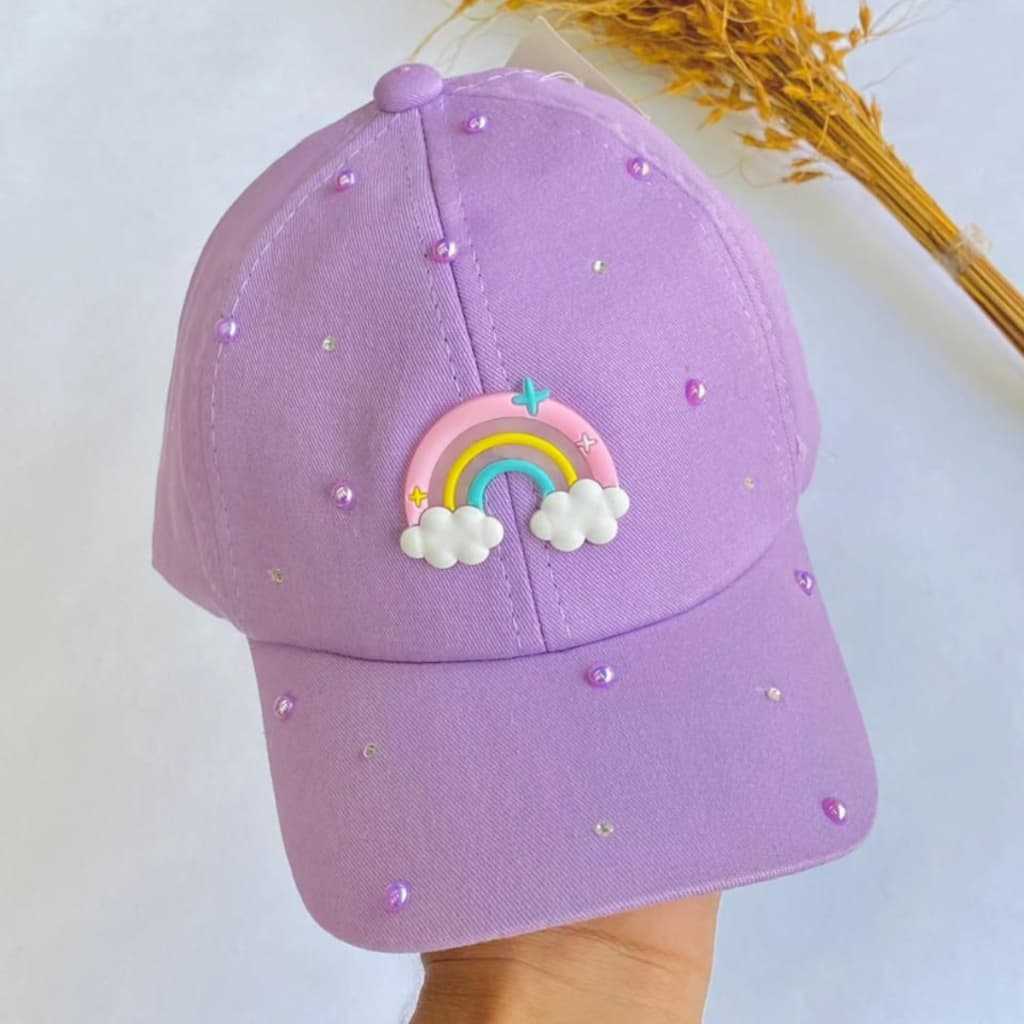 Boné infantil / Boné personalizado / Boné aplicação Arco-Íris / cores variadas