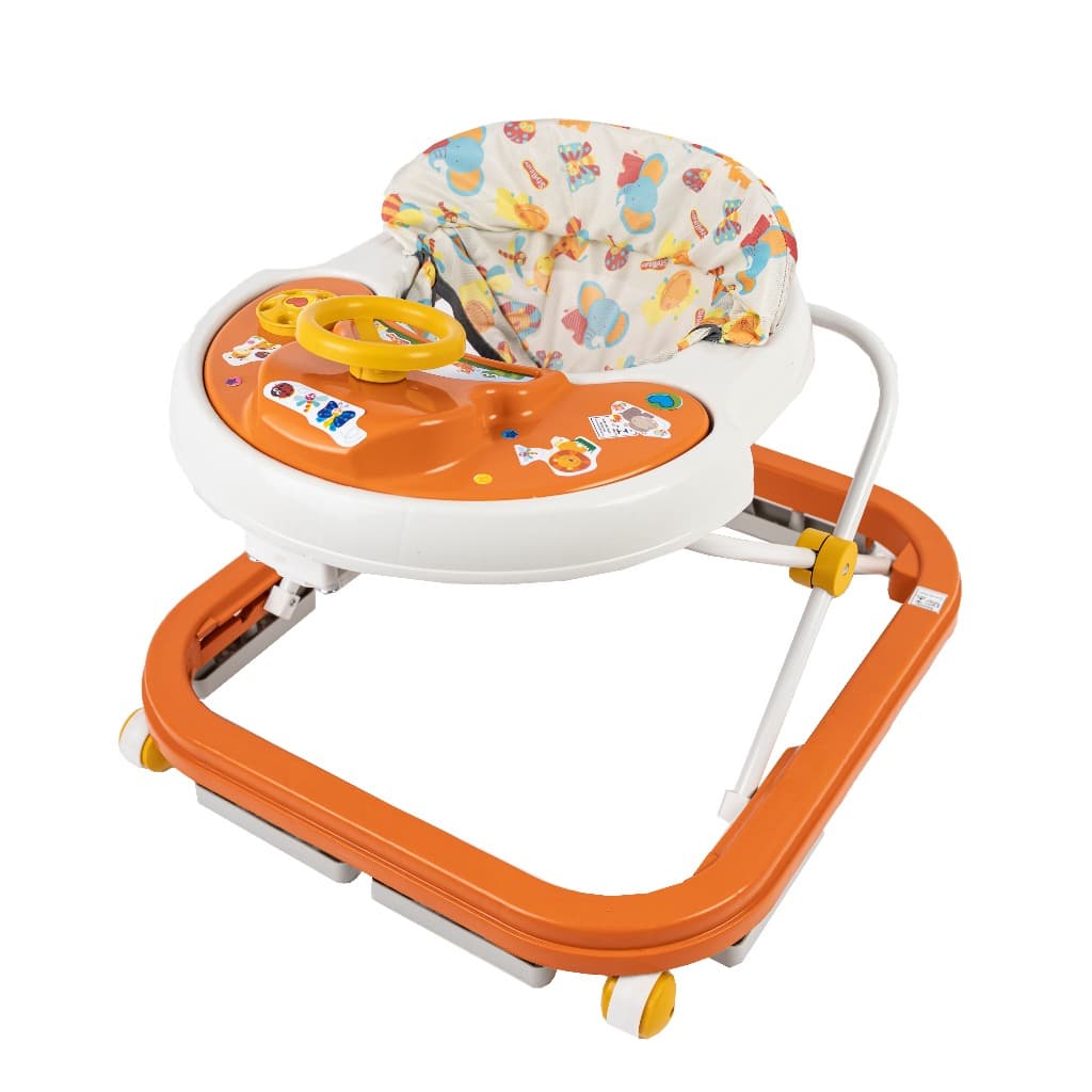 Andador Infantil da Styll Baby Com Musica Para Bebê e Painel Didatico Sonoro Musical Som Laranja