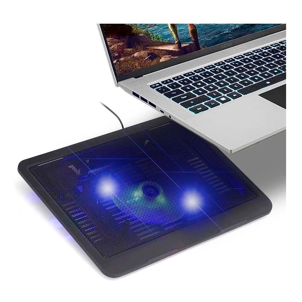 Suporte de Notebook com Cooler Led Azul Silencioso 700 RPM Até 15,4 Pol.