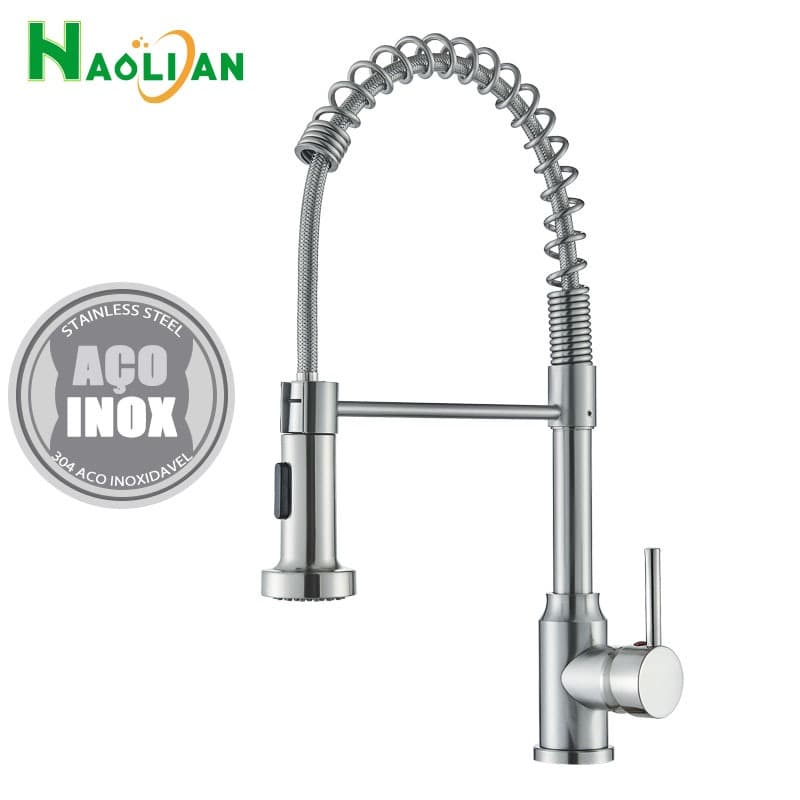 Torneira Cozinha Gourmet Monocomando Com Spray Extensor 304 Inox (Bancada/Parede)