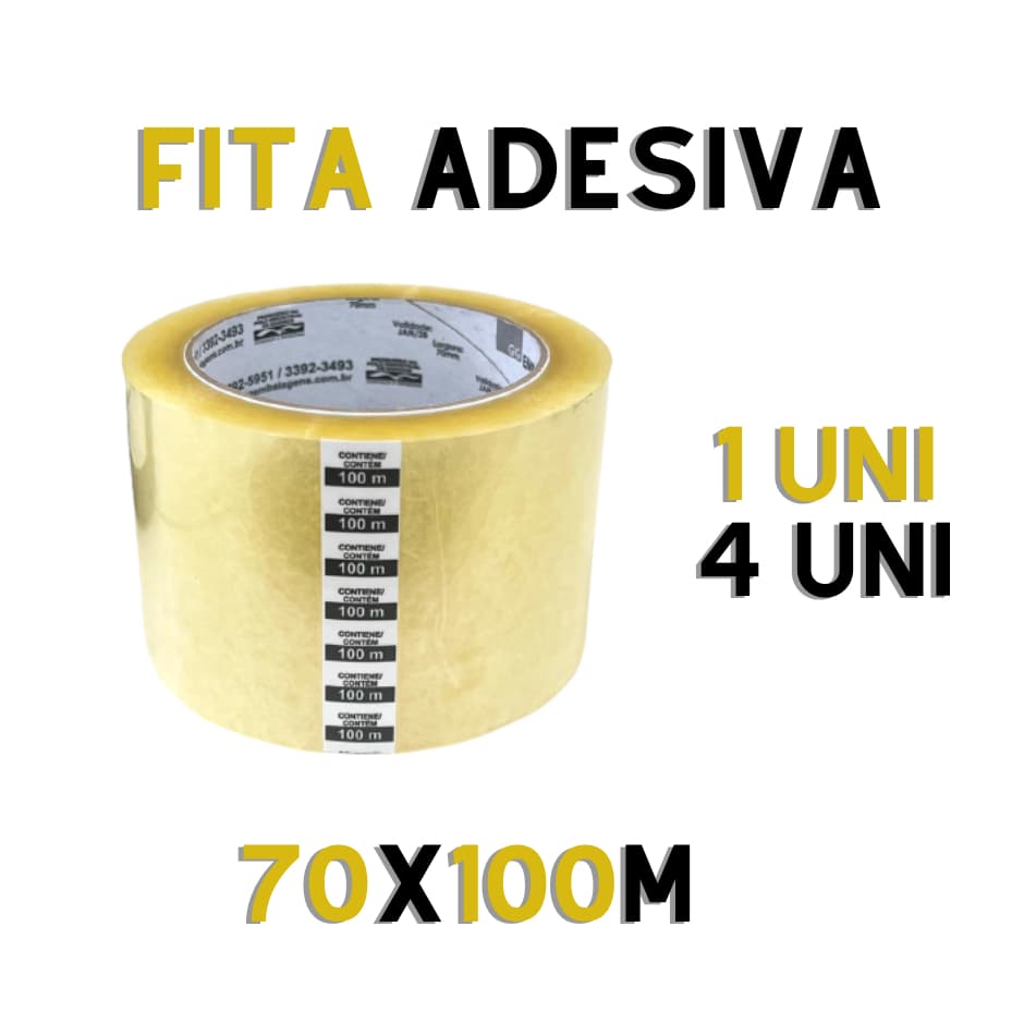 Fita Adesiva Durex Larga 70 x 100 M Transparente Grande Embalar Caixa