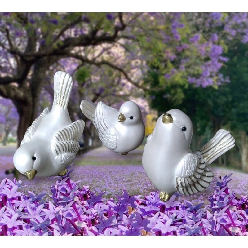 passarinhos trio decoração estatua gesso