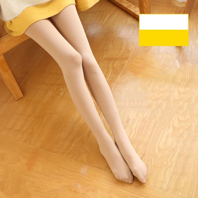 Nude Com péMeia-Calça Térmica Legging Quente Grossa Forrada Peluciada de lã Inverno Feminina Super Elástica Slim