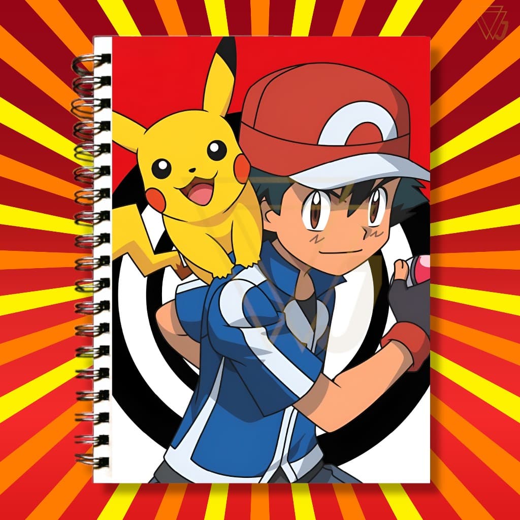 Adesivo Para Capa de Caderno Ash Ketchum Anime Pokémon Excelente Qualidade