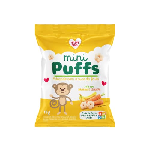 Snack Infantil Mini Puffs Banana e Cenoura Nhami Mami 15g