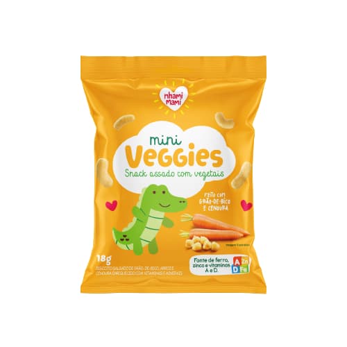 Snack Infantil Mini Veggies Grão de Bico e Cenoura Nhami Mami 18g