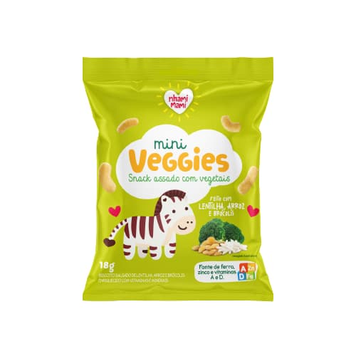 Snack Infantil Mini Veggies Lentilha e Brócolis Nhami Mami 18g