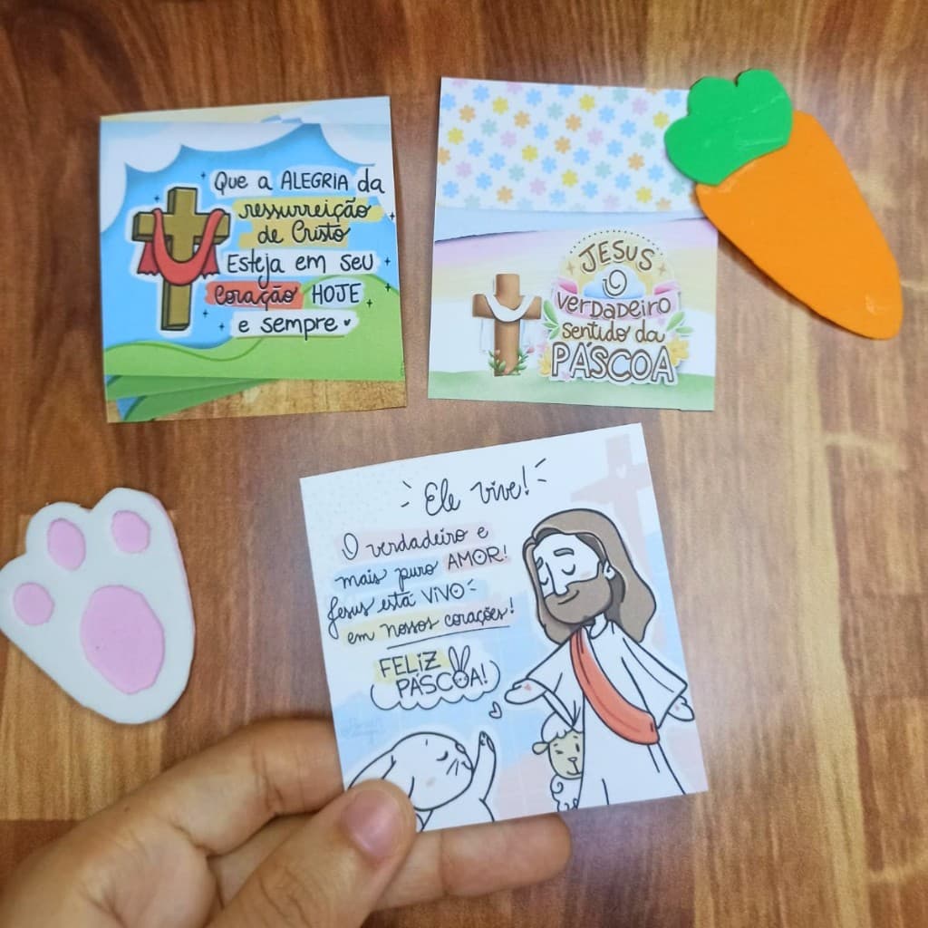 50 cartões páscoa cristã lembrancinha Feliz pascoa