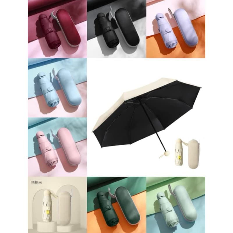 Mini Guarda Chuva Sombrinha Bolso Compacto Para Sol E Chuva Com Estojo