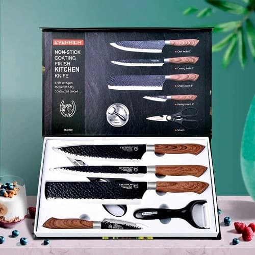 Kit De Facas Para Churrasco Cozinha C/ 6 Peças Antiaderentes