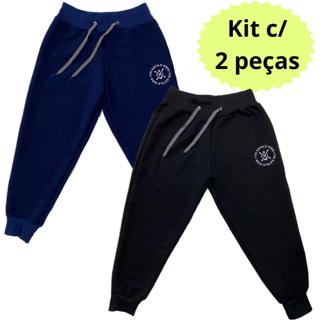 Kit 2 Calças Moletom Moletinho Infantil Menino Inverno
