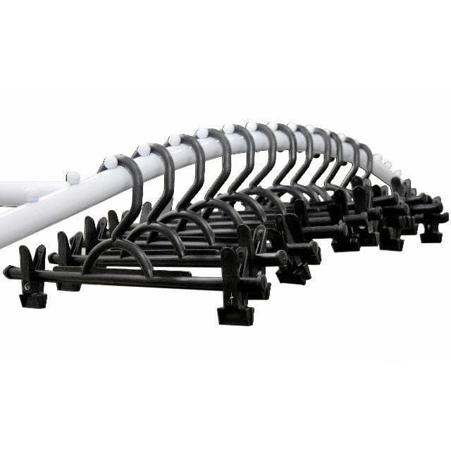 Kit 10 Cabides Preto Branco Cinza Prata Rose Cristal Acrílico Plástico Calça Bermuda Saia Shorts C/ 20 Presilhas Adulto