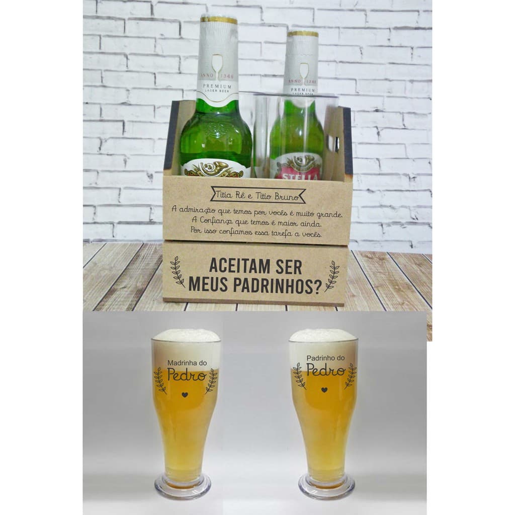 Kit Convite Padrinhos Batismo Personalizados, Material Mdf tulipa em acrilico