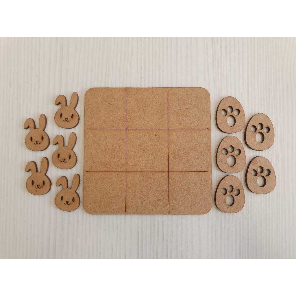 5 Jogos da velha Pascoa Ovo Coelho em MDF 10cm tabuleiro brinquedo presente lembrancinha kit