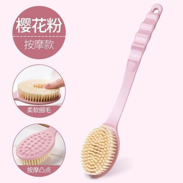 Escova de banho Com Cerdas Macias Cabo Longo de Plástico Coloridas - 34cm