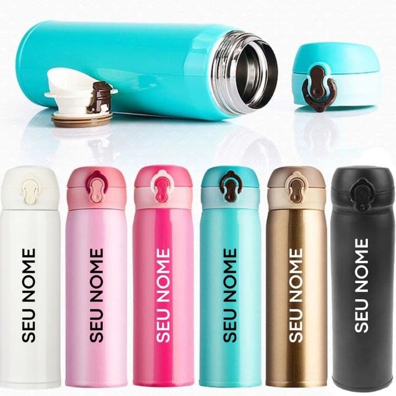 Garrafa Personalizada Térmica (400ml) - Nome, Logo, Time, Frase