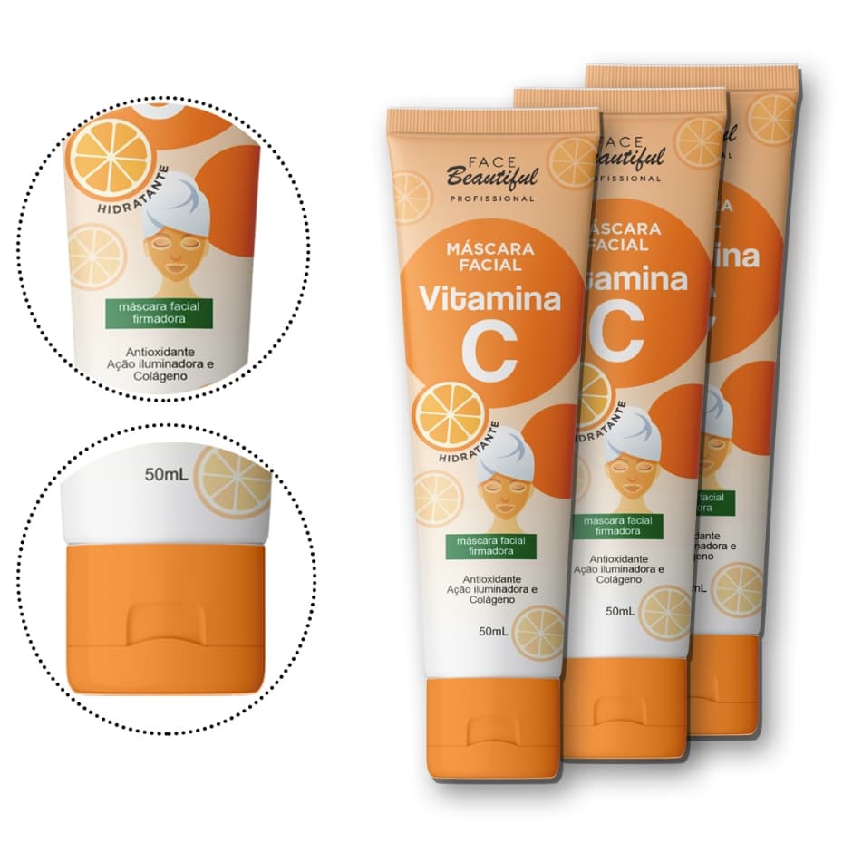 Máscara Facial Hidratante Vitamina C Bisnaga Face Beautiful