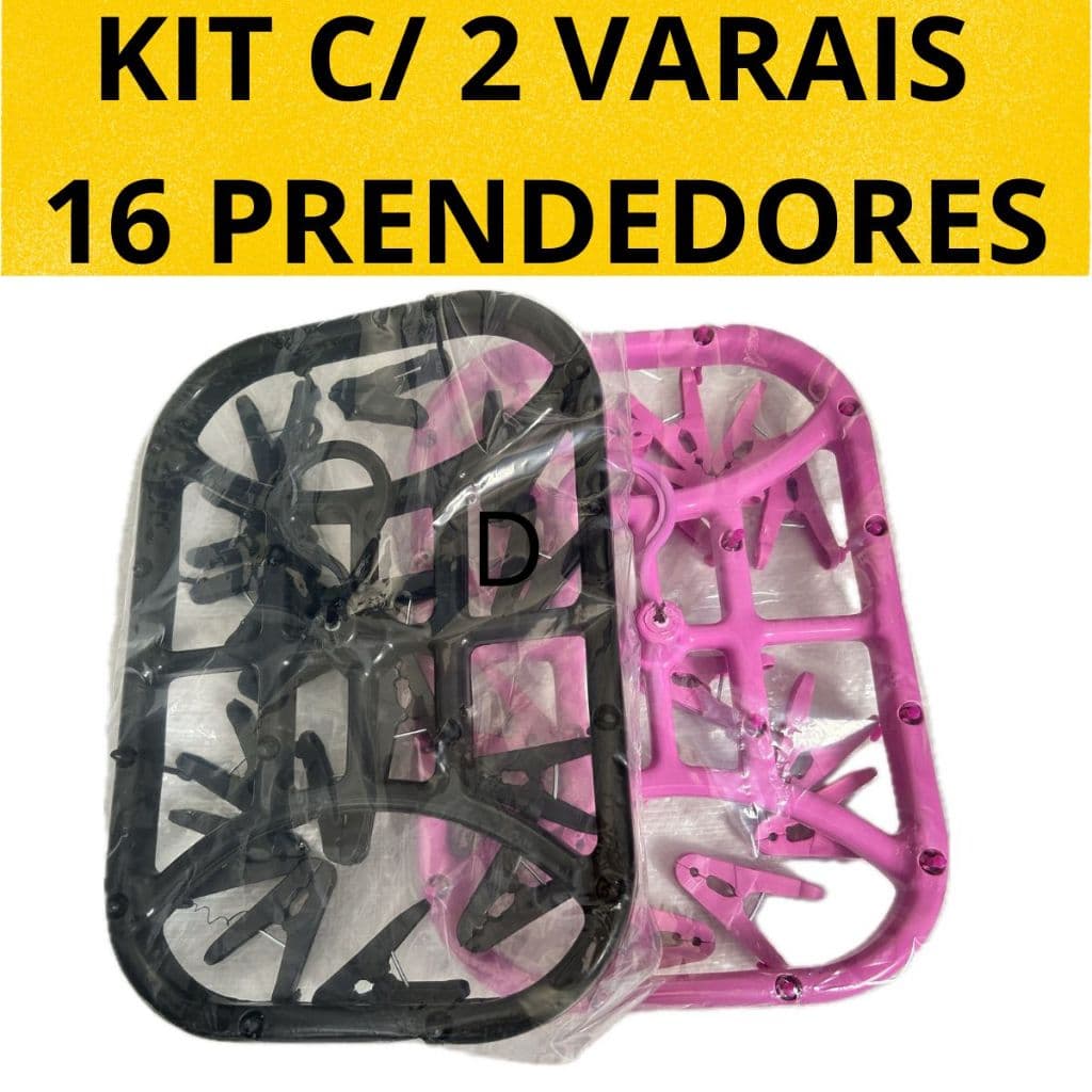 Kit 2 Varais Calcinha Cueca Meias Com 16 prendedores Cores Sortidas