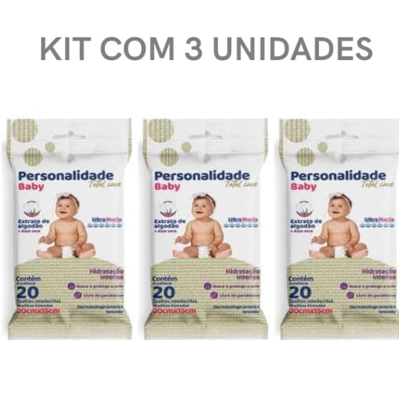 Toalha Umedecida Personalidade Pochet Com 20 Unidades - Kit com 60 lenços