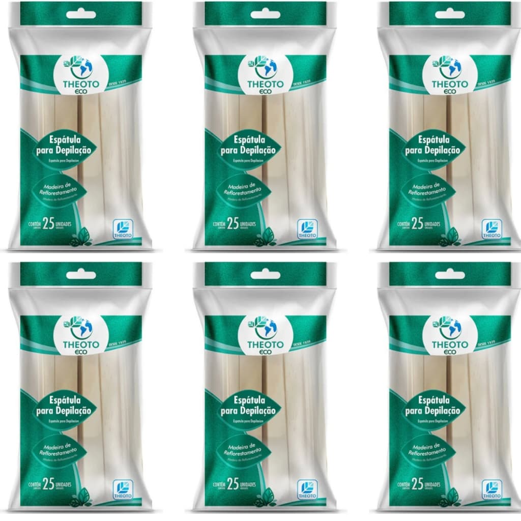 Espátula de Depilação 150 Unidades Larga Palito Madeira Theoto
