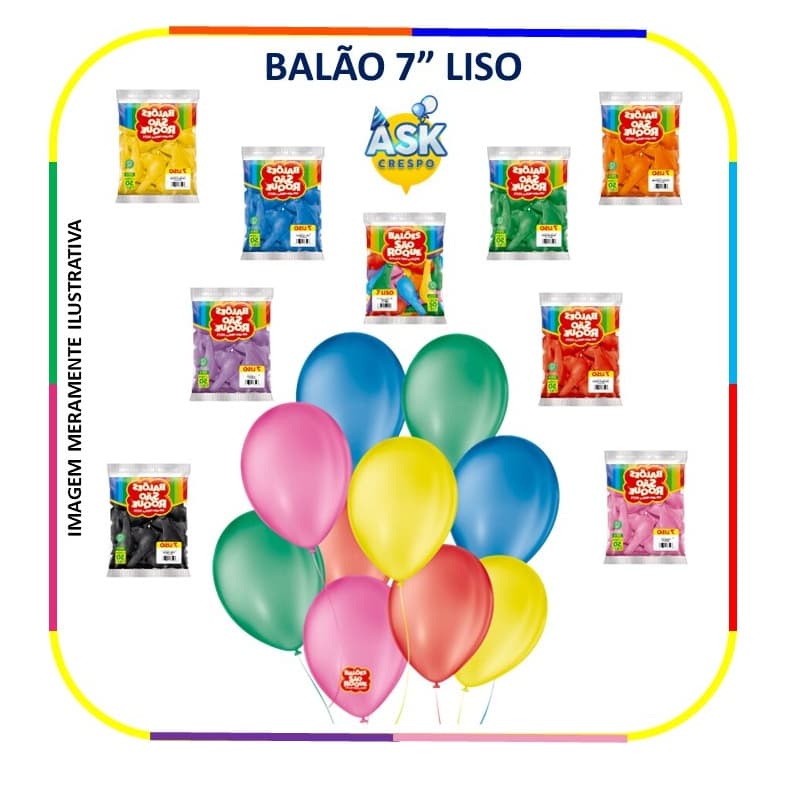 Balão São Roque Nº7 Liso - Pacote com 50 un